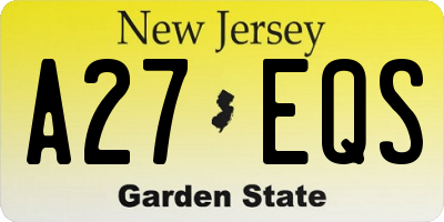 NJ license plate A27EQS