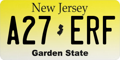 NJ license plate A27ERF
