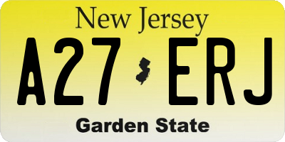 NJ license plate A27ERJ