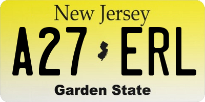 NJ license plate A27ERL