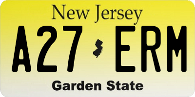 NJ license plate A27ERM