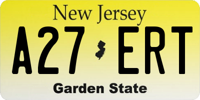 NJ license plate A27ERT
