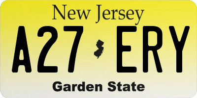 NJ license plate A27ERY