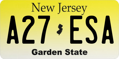 NJ license plate A27ESA