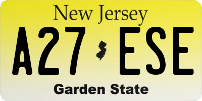 NJ license plate A27ESE