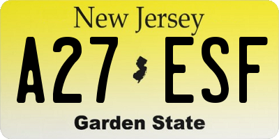 NJ license plate A27ESF