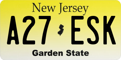 NJ license plate A27ESK