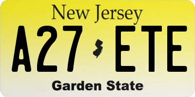 NJ license plate A27ETE