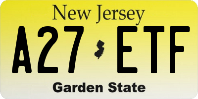 NJ license plate A27ETF