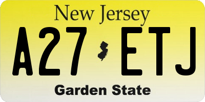 NJ license plate A27ETJ