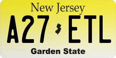 NJ license plate A27ETL