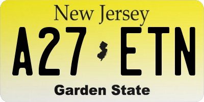 NJ license plate A27ETN