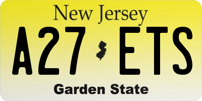 NJ license plate A27ETS