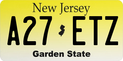 NJ license plate A27ETZ