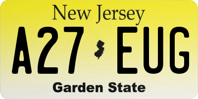 NJ license plate A27EUG