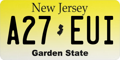 NJ license plate A27EUI