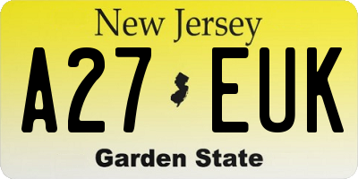 NJ license plate A27EUK