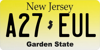 NJ license plate A27EUL