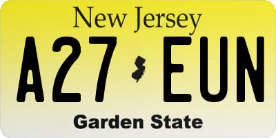 NJ license plate A27EUN