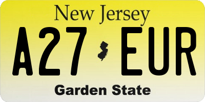 NJ license plate A27EUR