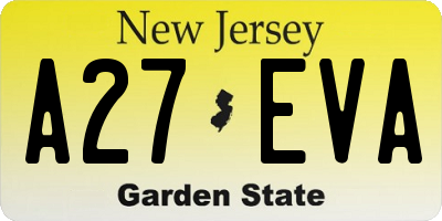 NJ license plate A27EVA