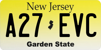 NJ license plate A27EVC