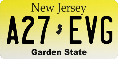 NJ license plate A27EVG