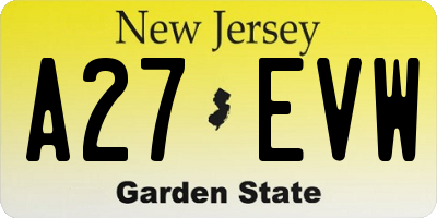 NJ license plate A27EVW