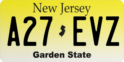 NJ license plate A27EVZ
