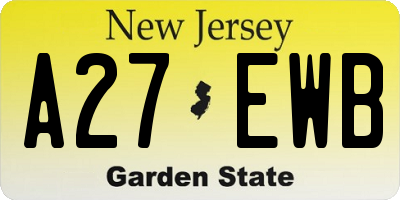 NJ license plate A27EWB