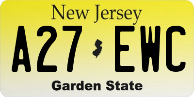 NJ license plate A27EWC
