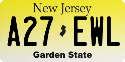 NJ license plate A27EWL