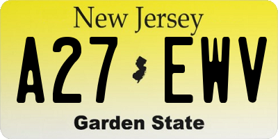 NJ license plate A27EWV