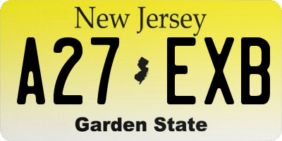 NJ license plate A27EXB