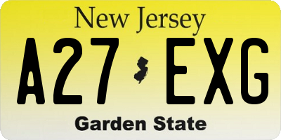 NJ license plate A27EXG