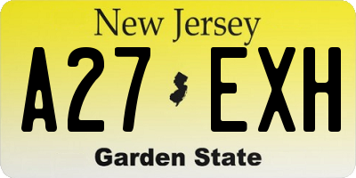 NJ license plate A27EXH