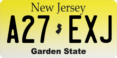NJ license plate A27EXJ
