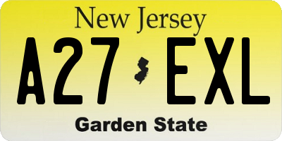 NJ license plate A27EXL
