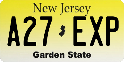 NJ license plate A27EXP