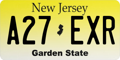 NJ license plate A27EXR