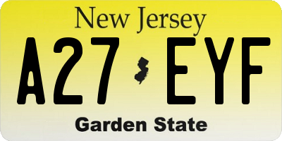 NJ license plate A27EYF