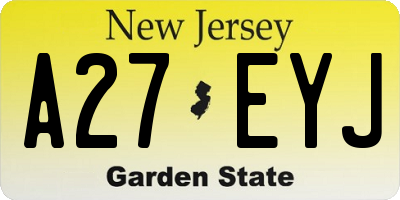 NJ license plate A27EYJ