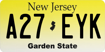 NJ license plate A27EYK