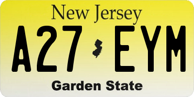 NJ license plate A27EYM