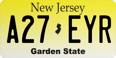 NJ license plate A27EYR