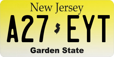 NJ license plate A27EYT
