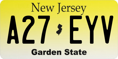 NJ license plate A27EYV