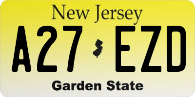 NJ license plate A27EZD