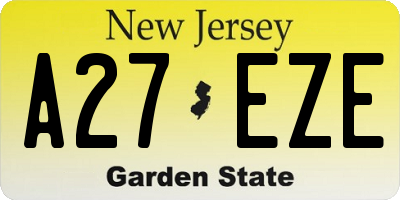 NJ license plate A27EZE