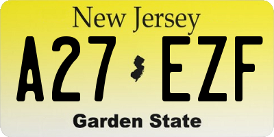 NJ license plate A27EZF